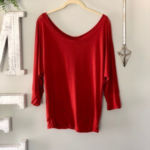 Scoop neck 3/4 length sleeve blouse